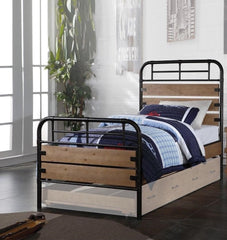 Brown and Black Solid Wood Twin Bed Frame - Homeroots