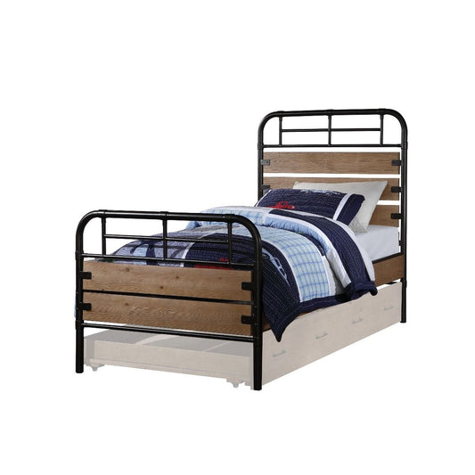 Brown and Black Solid Wood Twin Bed Frame - Homeroots