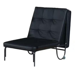 75" Black Faux Leather Tufted Convertible Chair - Homeroots