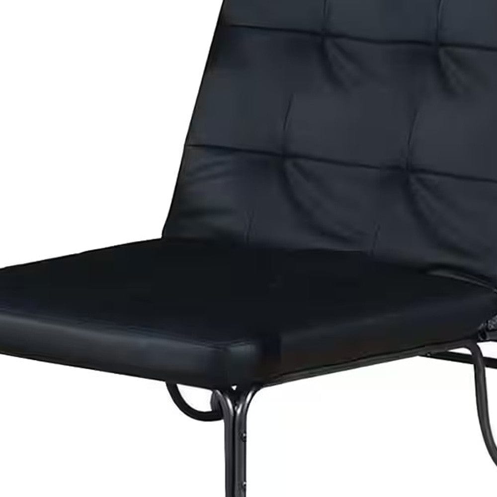 75" Black Faux Leather Tufted Convertible Chair - Homeroots