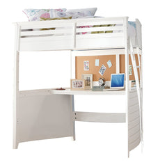 83" X 45" X 74" Twin White Poplar Wood Loft Bed With Desk - Homeroots