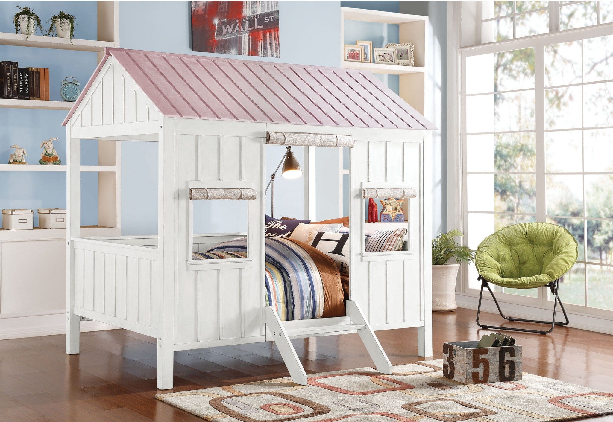 Pink and White Full Bed Frame - Homeroots