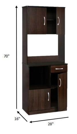 28" X 16" X 70" Espresso Kitchen Cabinet - Homeroots