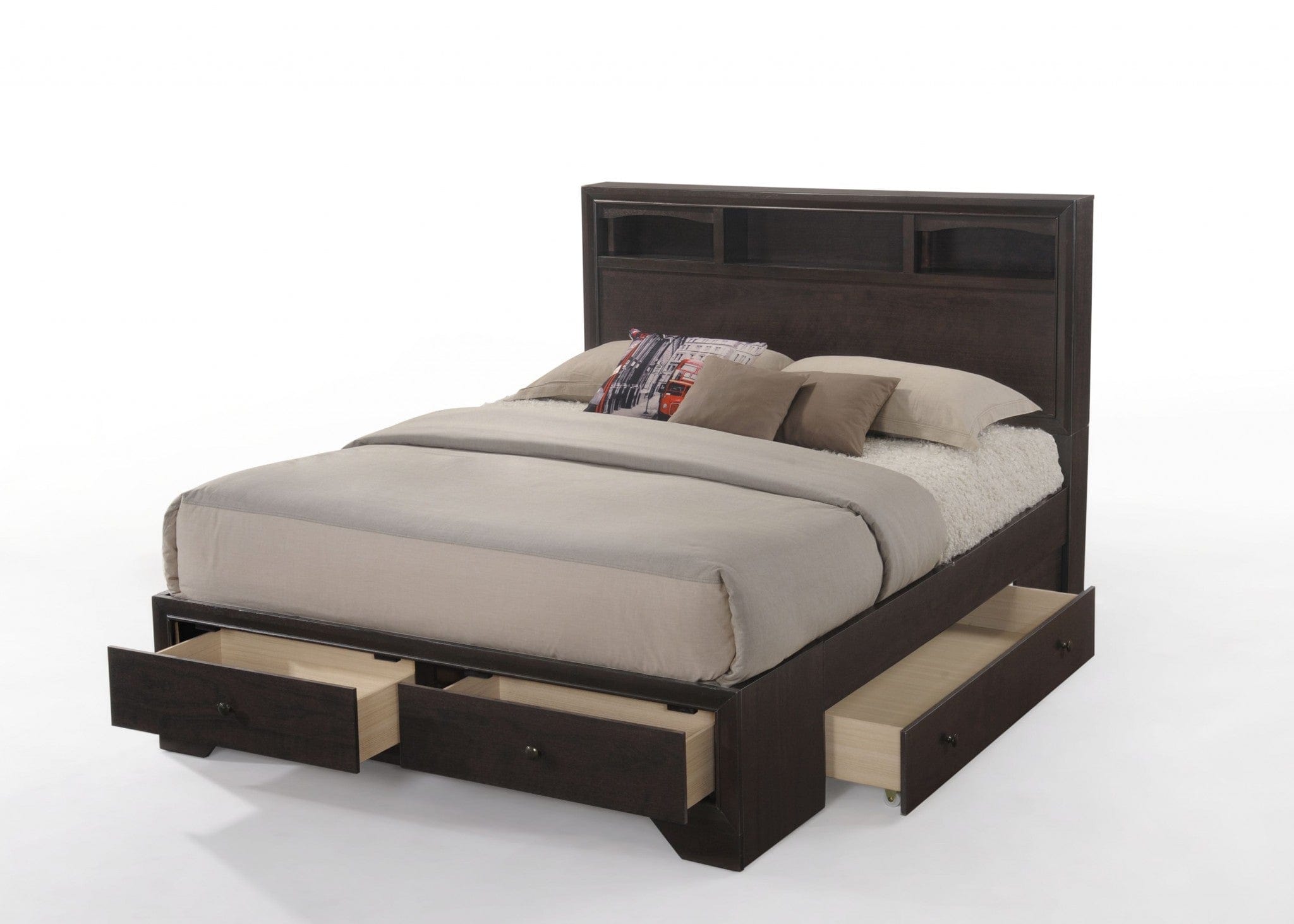 Rich Espresso Finish Queen Bed With Storage