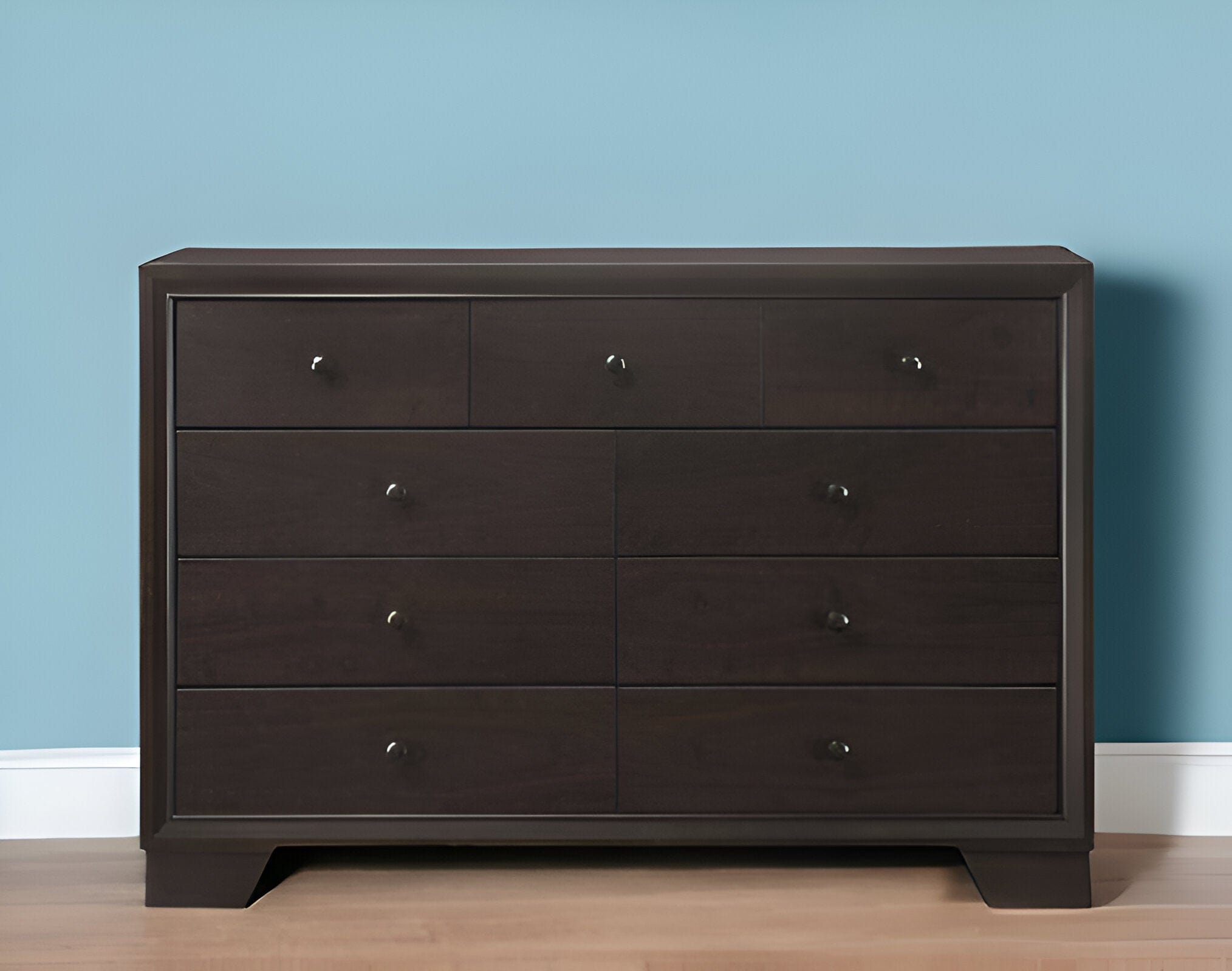 57" Espresso Solid and Manufactured Wood Nine Drawer Double Dresser - Homeroots