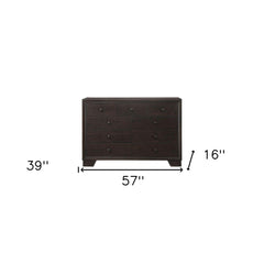 57" Espresso Solid and Manufactured Wood Nine Drawer Double Dresser - Homeroots