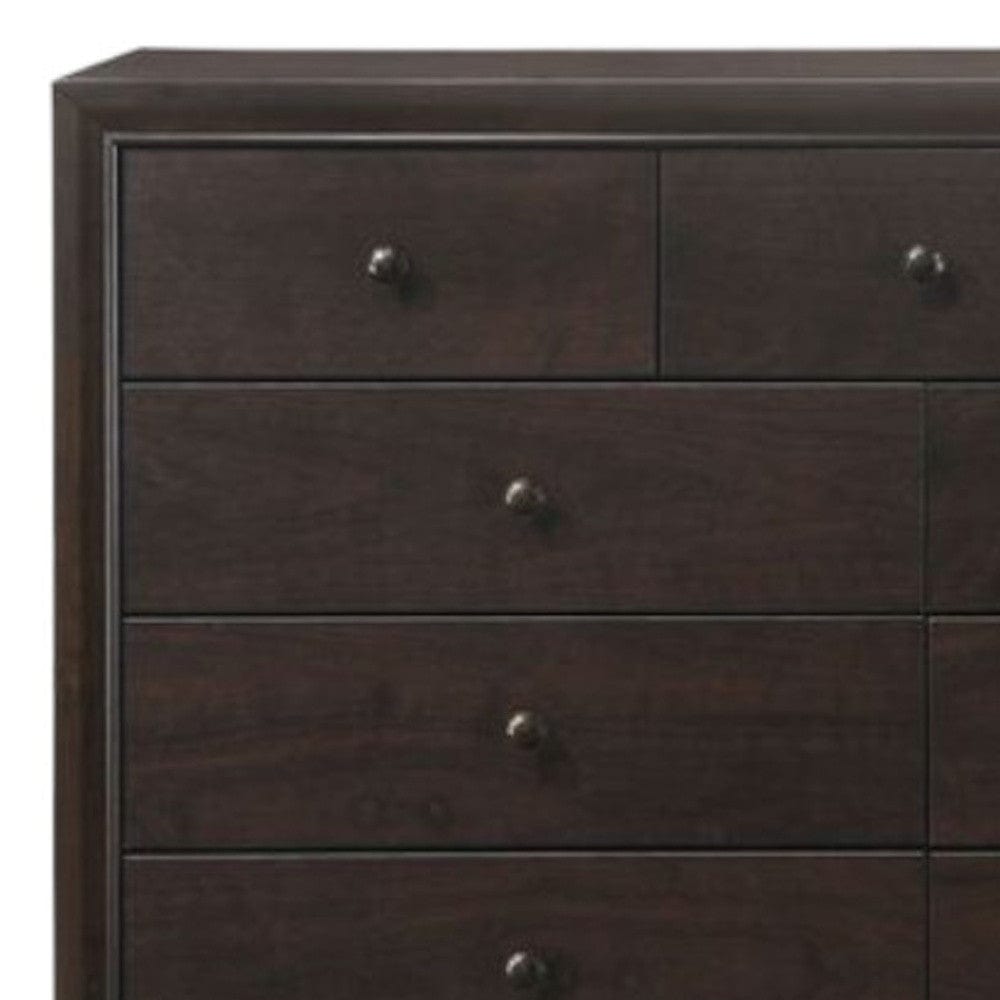 57" Espresso Solid and Manufactured Wood Nine Drawer Double Dresser - Homeroots