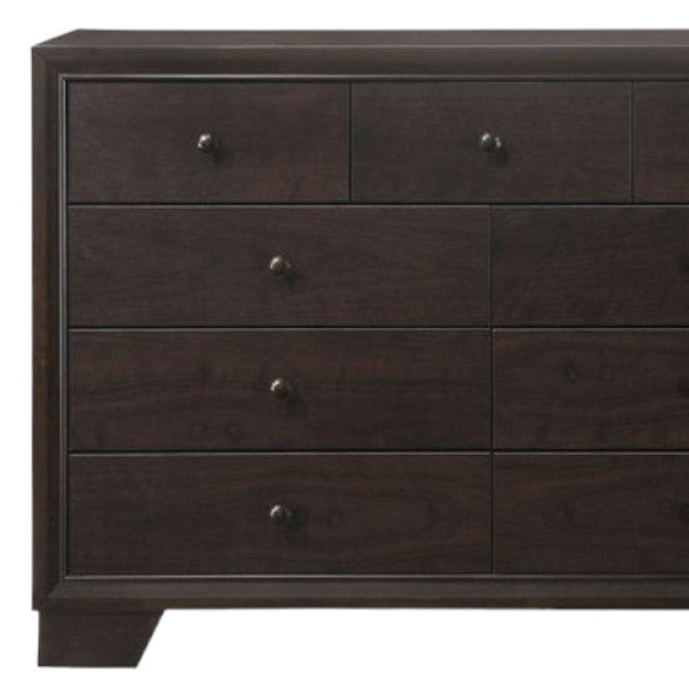 57" Espresso Solid and Manufactured Wood Nine Drawer Double Dresser - Homeroots