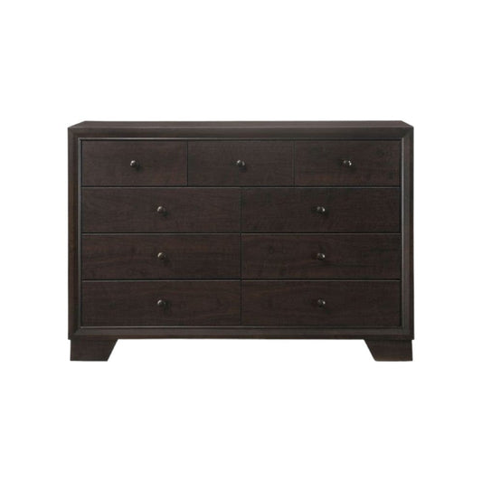 57" Espresso Solid and Manufactured Wood Nine Drawer Double Dresser - Homeroots