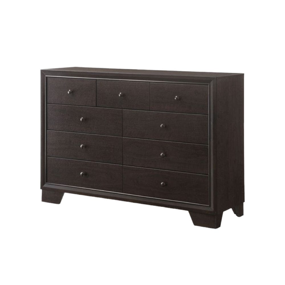 57" Espresso Solid and Manufactured Wood Nine Drawer Double Dresser - Homeroots