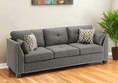 68" Gray Linen Sofa With Black Legs - Homeroots