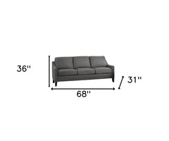 68" Gray Linen Sofa With Black Legs - Homeroots