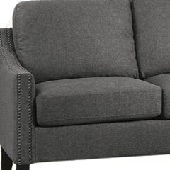 68" Gray Linen Sofa With Black Legs - Homeroots