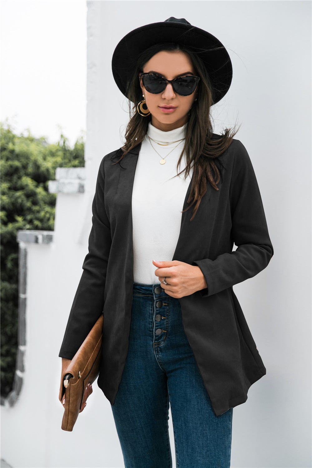 Three-Quarter Sleeve Blazer - Trendsi