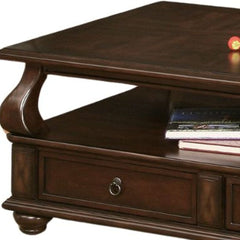 50" Dark Brown Solid Wood Coffee Table With Two Drawers And Shelf - Homeroots