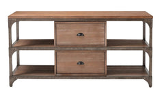 60" Wood Brown Open Shelving TV Stand - Homeroots