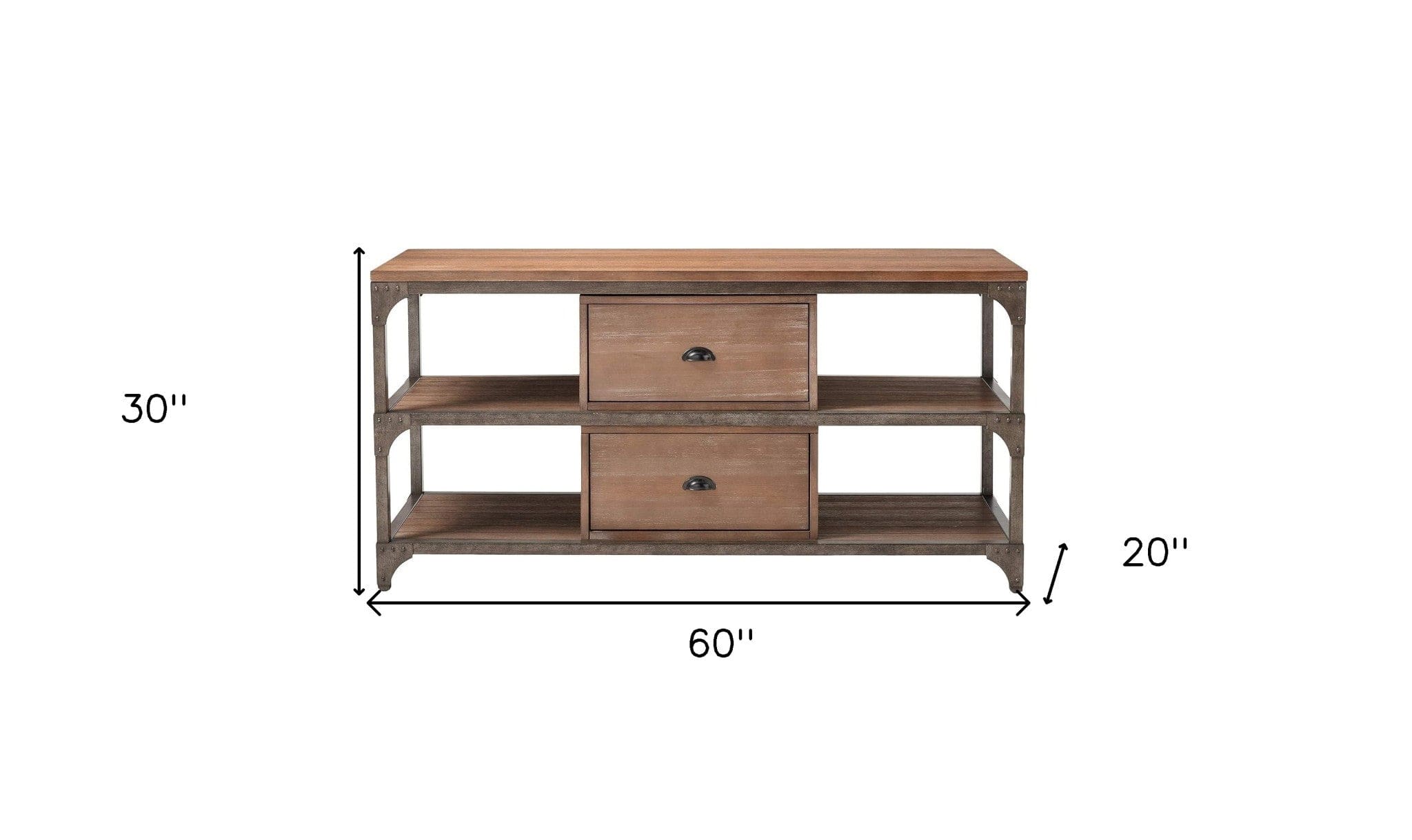 60" Wood Brown Open Shelving TV Stand - Homeroots