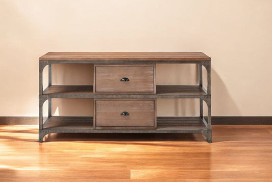 60" Wood Brown Open Shelving TV Stand - Homeroots