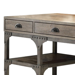 47" Natural and Gray Writing Desk With Three Drawers - Homeroots