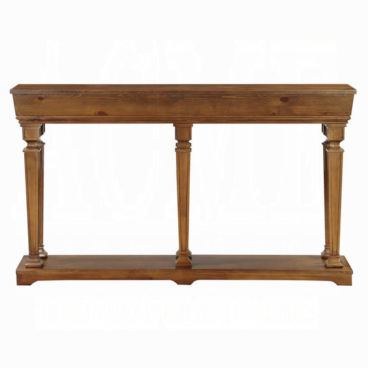 Mesa consola con estantes de piso de madera maciza de roble de 72" y fabricada