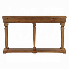 72" Oak Solid and Manufactured Wood Floor Shelf Console Table With Shelves