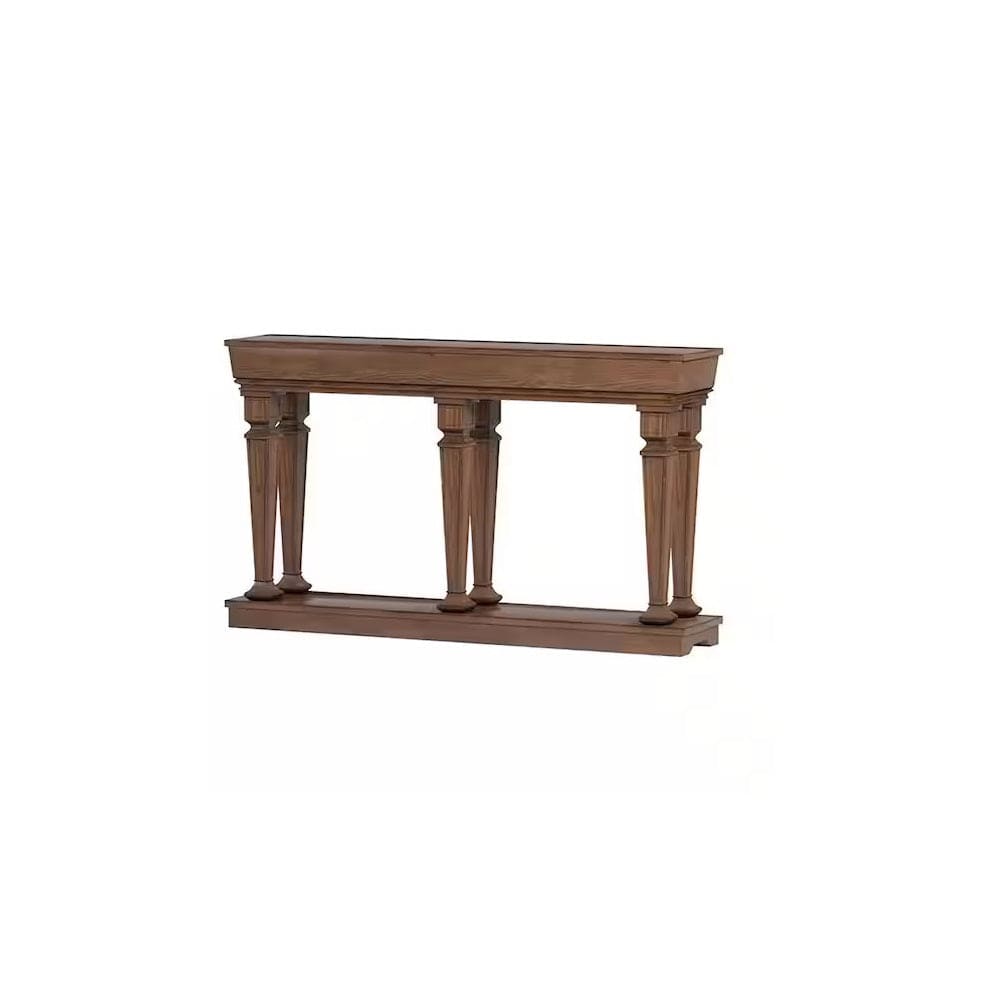 60" Brown Solid Wood Floor Shelf Console Table - Homeroots