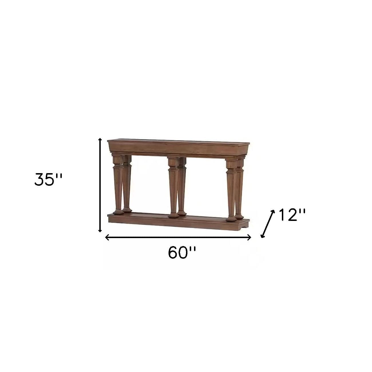 60" Brown Solid Wood Floor Shelf Console Table - Homeroots