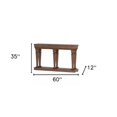 60" Brown Solid Wood Floor Shelf Console Table - Homeroots