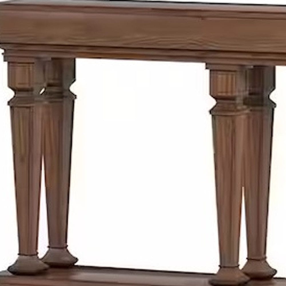 60" Brown Solid Wood Floor Shelf Console Table - Homeroots