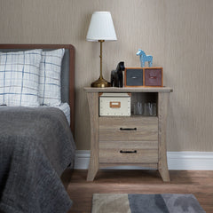 24" Brown Two Drawers Nightstand - Homeroots