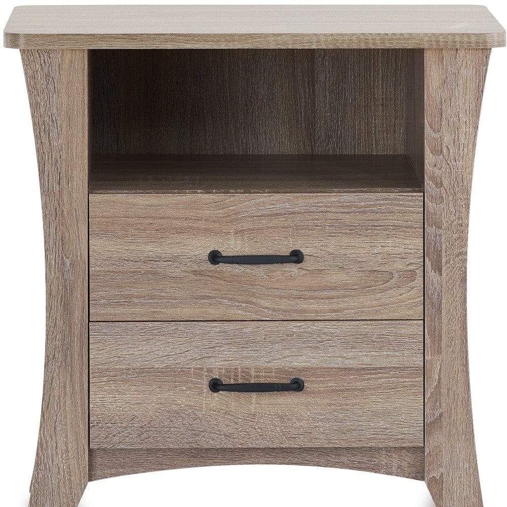 24" Brown Two Drawers Nightstand - Homeroots