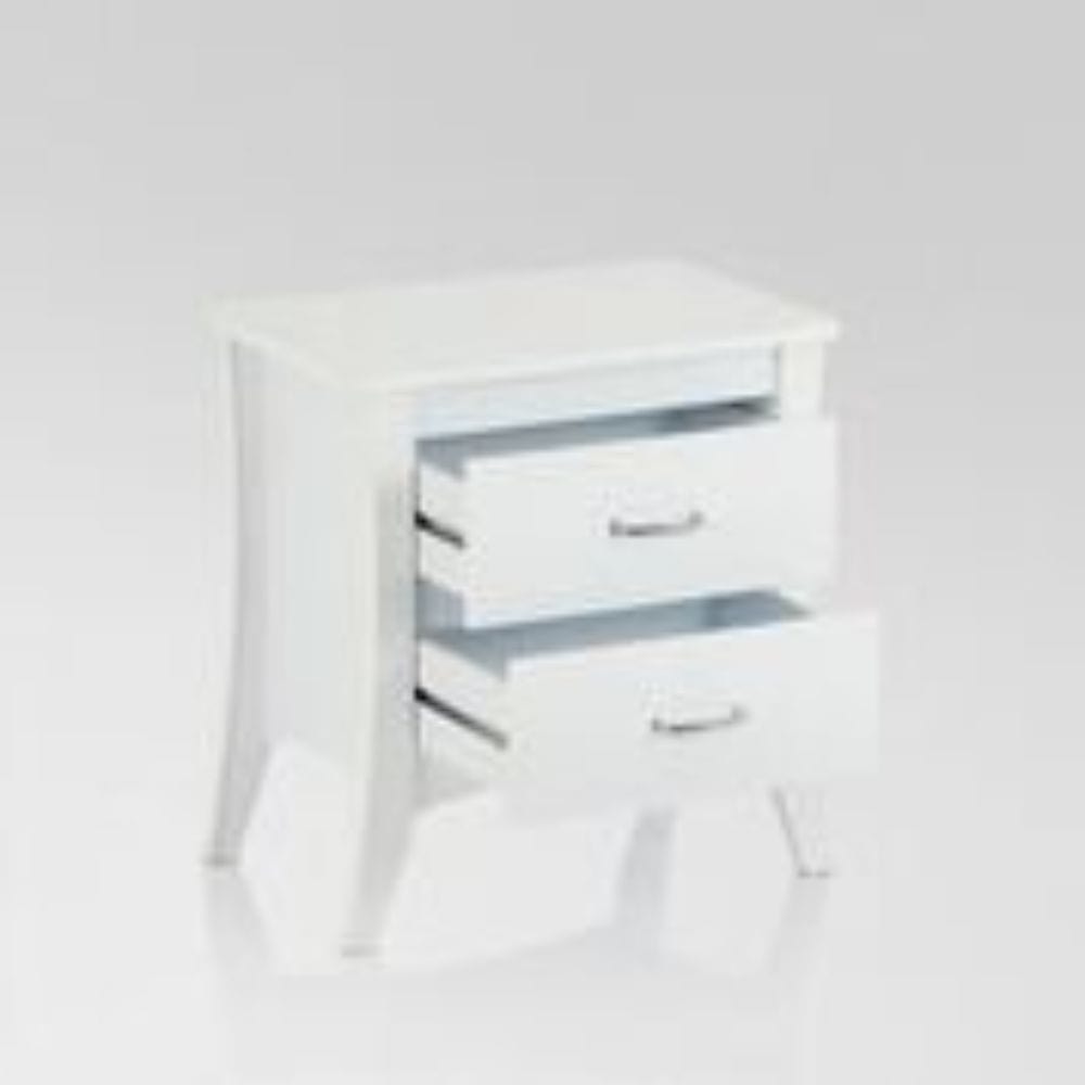 25" White Two Drawers Nightstand