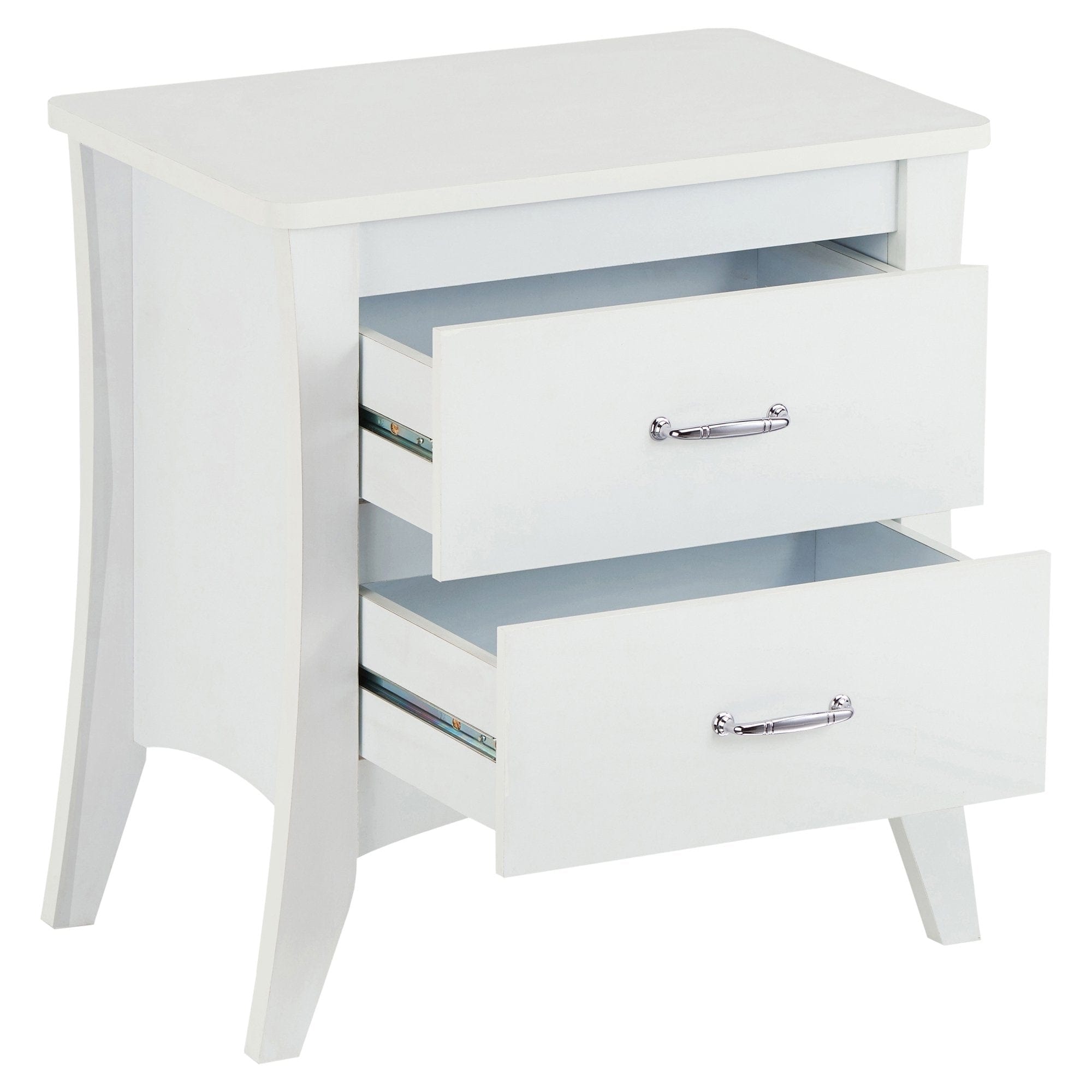 25" White Two Drawers Nightstand