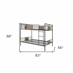 83" X 65" X 68" Sandy Black  Dark Bronze Handbrushed Queen Over Queen Bunk Bed - Homeroots