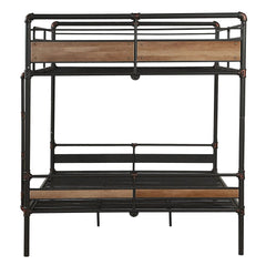 83" X 65" X 68" Sandy Black  Dark Bronze Handbrushed Queen Over Queen Bunk Bed - Homeroots