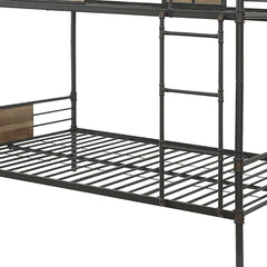 83" X 65" X 68" Sandy Black  Dark Bronze Handbrushed Queen Over Queen Bunk Bed - Homeroots