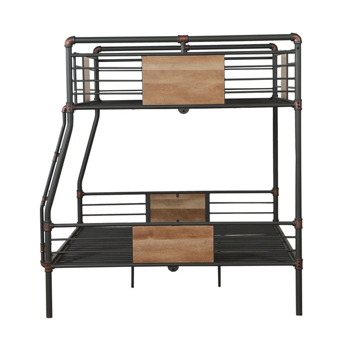 Dark Brown Full Industrial Metal Bunk Bed - Homeroots