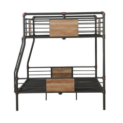 Dark Brown Full Industrial Metal Bunk Bed - Homeroots