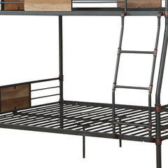 Dark Brown Full Industrial Metal Bunk Bed - Homeroots