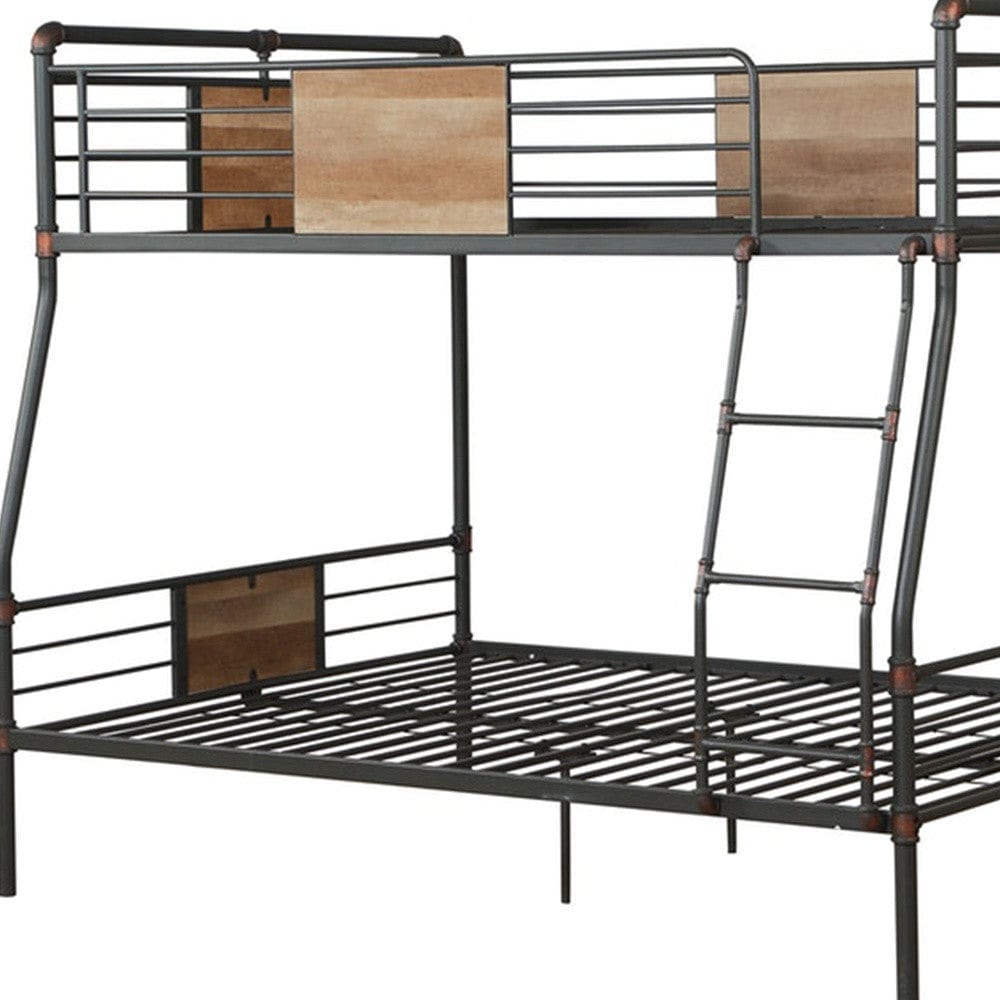 Dark Brown Full Industrial Metal Bunk Bed - Homeroots