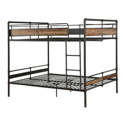 83" X 65" X 68" Sandy Black  Dark Bronze Handbrushed Queen Over Queen Bunk Bed - Homeroots