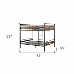 83" X 65" X 68" Sandy Black  Dark Bronze Handbrushed Queen Over Queen Bunk Bed - Homeroots