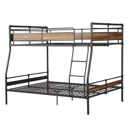 Dark Brown Full Industrial Metal Bunk Bed - Homeroots