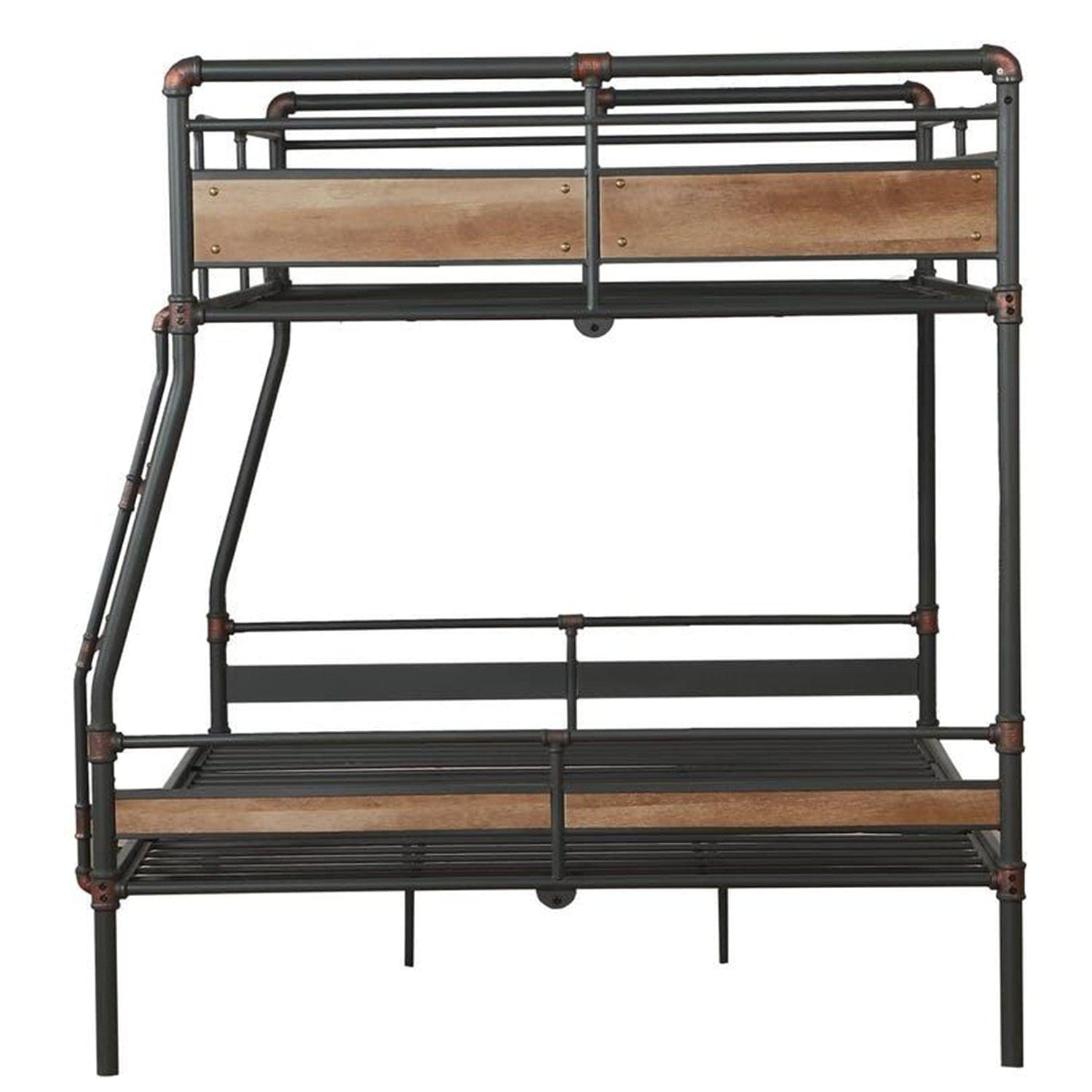 Dark Brown Full Industrial Metal Bunk Bed - Homeroots