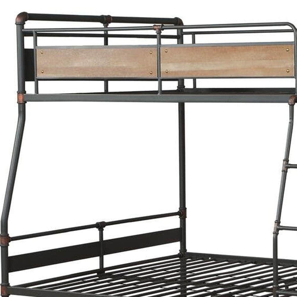 Dark Brown Full Industrial Metal Bunk Bed - Homeroots