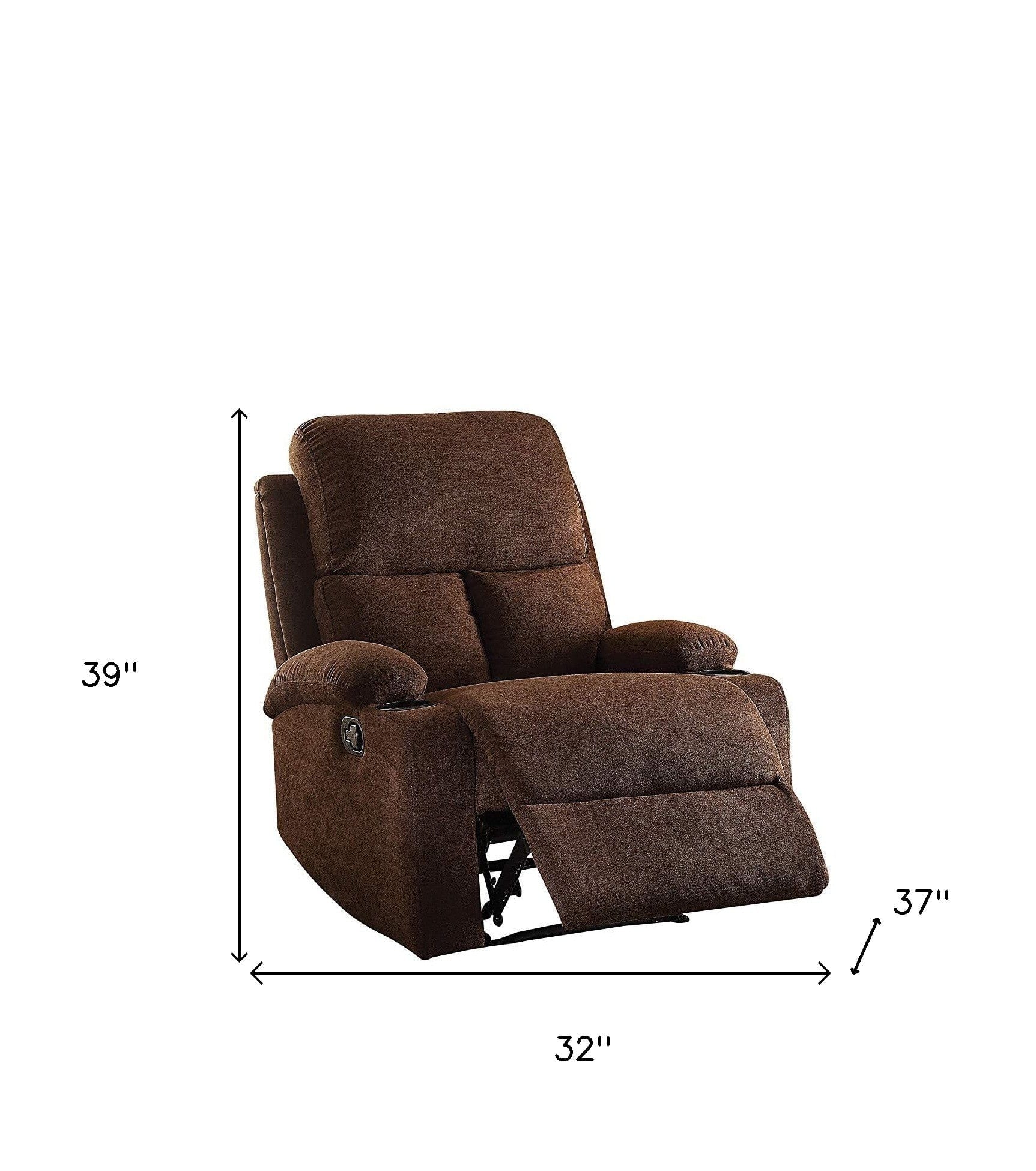 32" Chocolate Linen Recliner - Homeroots