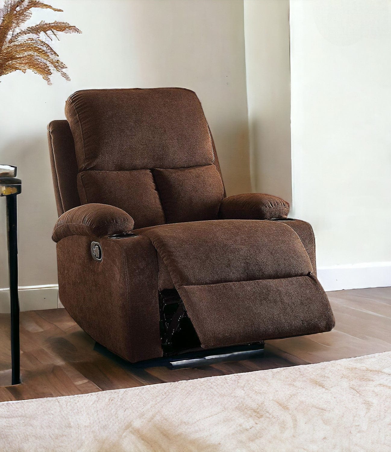 32" Chocolate Linen Recliner - Homeroots