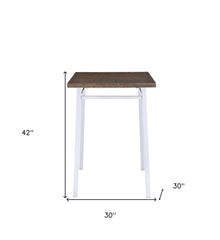 30" Brown And White Square Manufactured Wood Bar Table