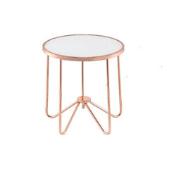 22" Rose Gold And Clear Glass Round End Table