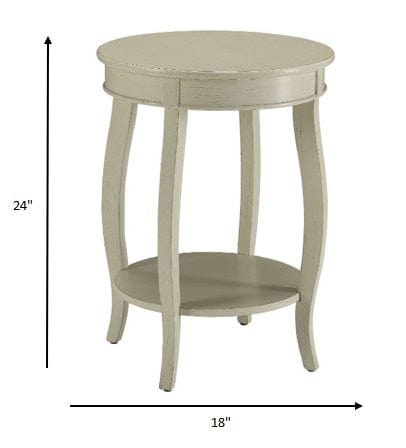 24" White Solid Wood Round End Table With Shelf - Homeroots